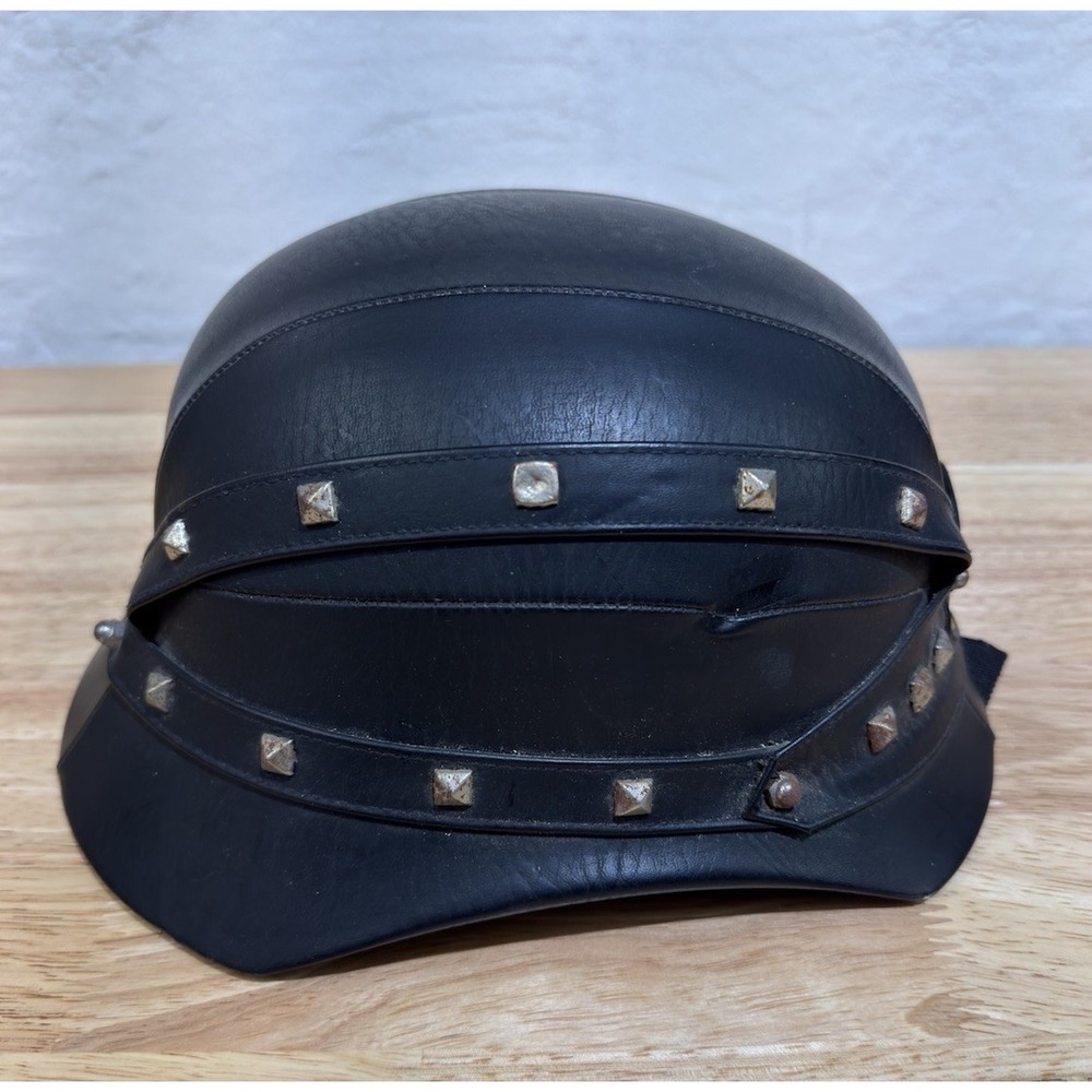 Bowl Half Helmet Leather w/‎ Studs Novelty Chopper Harley Davidson Vintage - Picture 2 of 5